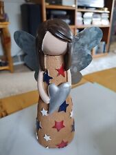Angel Figurine With Metal Wings Polyresin, Silver Star & Stars Dress  6
