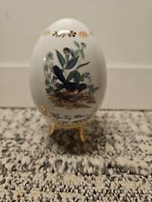 Danbury Mint TOWHEE Songbird Porcelain Egg on Stand 2 PC picture
