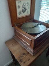 Antique 19th C. REGINA Victorian Oak Table Top Music Box -Plays 15.5