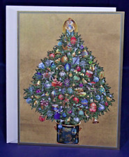 Vtg Caspari Gilt Loaded Christmas Tree Card Unused Katharine Barnwell Envelope picture