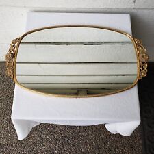 vintage gold metal vanity mirror tray picture
