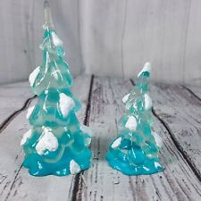 Dreamsicles Northern Lights Set 2 Snowy Blue Acrylic Trees Small & Medium 1999 picture