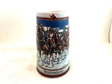 1989 Anheuser Busch AB Budweiser Bud Holiday Christmas Beer Stein Clydesdales picture