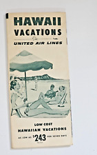 RARE VINTAGE JUNE 1953 UNITED AIRLINES HAWAII ECONOMY VACATIONS PAMPHLET picture