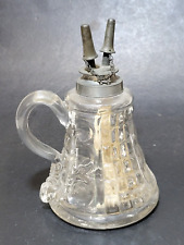 rare Waffle & Thumbprint Finger/Hand Whale Oil Lamp 19th Century Sandwich Glass picture