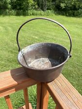 Vintage large brass cooking pot with Iron handle-12x5”-14” W/ Handle-3.9 Lbs picture