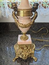 Vintage Brevettato Italian Gilt Bronze Pink Marble Cherubs Lamp Louis XVI Rare picture