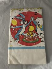 Vintage BUGS BUNNY TWEETY PORKY PIG Tablecloth Happy Birthday Warner Bros 1972 picture