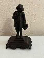 Vintage Antique Small Cast Metal Figurine Sculpture of Colonial Man Holding Hat picture