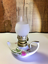 Vintage Mini Genie Ceramic Porcelain Oil Kerosene Lamp Moss Rose Aladdin  picture
