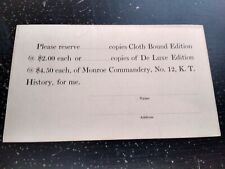 WM J McKelvey Recorder Monroe Commandery Rochester NY Advertising Postcard picture