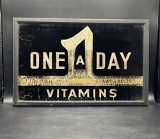 Vintage Reverse Painted Glass Over Foil Sign One A Day Vitamins 17”W X 11”H picture