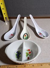 Vintage Melamine Chinese Spoon Rests & Ceramic Divided Condiment Dish #1747L167 picture