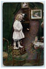 1909 Cute Little Girl Telephone Saegertown Pennsylvania PA Antique Postcard picture