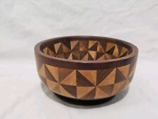 Vintage Handcrafted Segmented Wood Serving Bowl Fruit Bowl ~ 7.5
