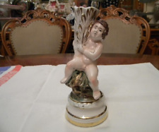 Vintage 1921S Antique Figurine Putti Candlestick Porcelain Capodimonte Italy picture