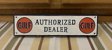 Gulf Authorized Dealer Cast Iron Sign Gas Oil Garage Vintage Style Wall Decor picture