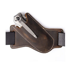 1PC HANDMADE BELT SHEATH HOLSTER Leather Cover for folding pocket Knife Brown picture