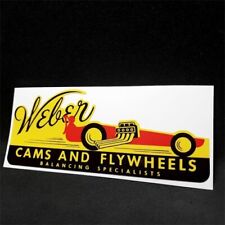 WEBER CAMS & FLYWHEELS Vintage Style DECAL, Vinyl STICKER, hot rod, car racing picture