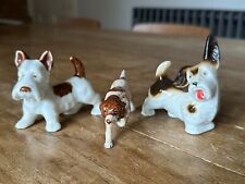 Trio of Small Dog Ceramic Figurines, Scotties & Pointer, Hand Painted picture