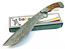 BEAUTIFUL CUSTOM HAND MADE DAMASCUS STEEL HUNTING KNIFE KUKRI KNIFE FINGER BOWIE picture