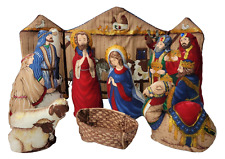 Large Handmade Fabric 8 Piece Nativity Set w/ Backdrop picture