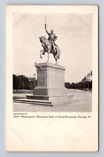 Chicago IL-Illinois, Washington Monument Head Grand Boulevard, Vintage Postcard picture