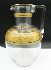 French Baccarat Acorn Crystal 22k Gold Band with Oak Leaves Water Pitcher picture
