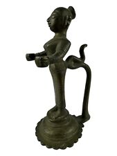 Hindu Vintage Bronze Brass Statue Indian Goddess Parvati Sculpture 7 Inches Tall picture