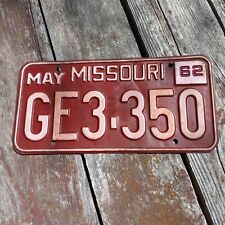 1962 Missouri License Plate - 