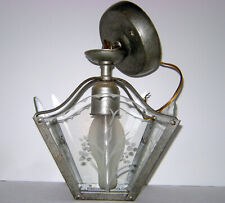 VINTAGE MID CENTURY HARMONY HOUSE HANGING ETCHED GLASS ENTRYWAY LIGHT FIXTURE picture