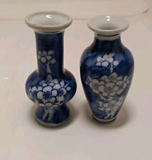 Pair Of Hand-Painted Cobalt Blue & White Mini Porcelain Bud Vases 4