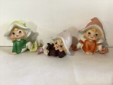 Vtg Homco Garden Pixie Elf Fairies Ceramic Figurines #5213 Set of 3 picture