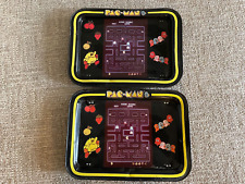 (2) Pac-Man Metal TV Tray W/ Folding Legs Vintage Midway 1980s 17x13