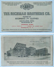 RICHMAN BROTHERS OHIO CLEVELAND JEWISH BUSINESS CARD ADVERT BROOKLYN NY 1920'S  picture