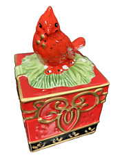 FITZ and FLOYD Winter Claus Red Cardinal Trinket Box picture
