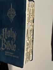 1976 Holy Bible King James Version Reference Edition Blue Leather GIANT PRINT picture