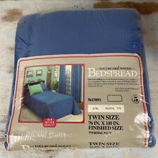 Vintage NIP Sears Blue Toughcord Woven Throw-Style Twin Bedspread 76