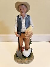 Vintage Ceramic Farmer With Chicken 13.5 Inches Tall picture