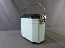 Vintage French Enameled Graniteware Green and Black LUNCH PAIL Lunch box picture