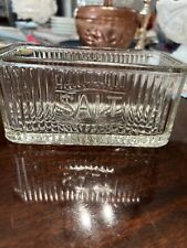 Hoosier Clear Glass Salt Box Ribbed Rectangle Vintage 6.75