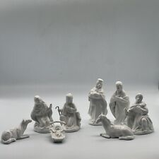 Vtg 8 Piece Glossy White  Ceramic Nativity Set  picture
