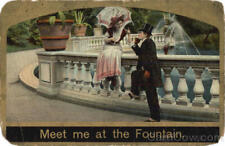 Romance Meet me at the Fountain Postcard Vintage Post Card picture