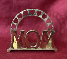 Vintage Russ Brass Mom Napkin Holder Arch of Hearts picture