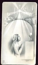 ANTIQUE HOLY CARD OF COMMUNION GIRL DATED 1935 picture