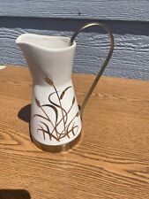 Royal Sealy China Pitcher MCM, Hand Painted W Gold Wheat Leafs picture