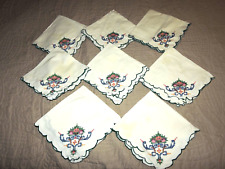 Hand embroidered vintage cloth Napkins 1950's set of 8 size 15 X 14 picture