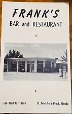 1950s Frank's Bar & Restaurant Menu St. Petersburg Florida Blind Pass Road picture