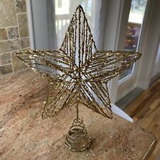 Star Tree Topper Small Gold Filigree Wire Christmas Metal 13” picture