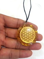 Citrine Flower Of Life Infinity Metal Organite EMF Orgone Pendant With Cord  picture